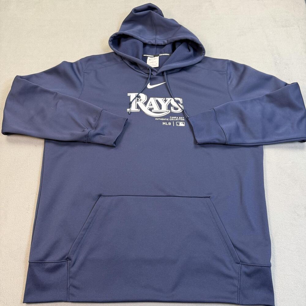 Tampa Bay Rays Hoodie Mens XL Blue Baseball Nike Authentic Player Issued Fleece
